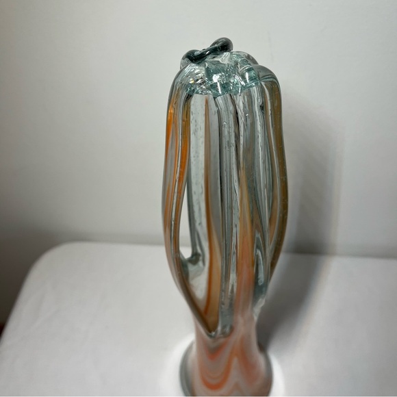 Arklahoma Co Art Glass Vase (Sooner Ozark) White Orange Swirl. Vintage - Picture 3 of 10
